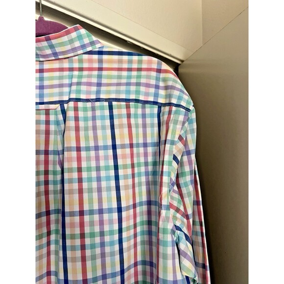 IZOD Men’s L Rainbow Plaid Shirt Button-Up Long Sleeve Multicolor NWT - Picture 5 of 12